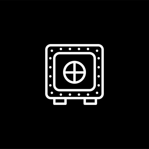 保险库线图标在黑色背景。黑色平面风格矢量插图。图片下载