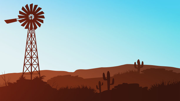 内华达州莫哈韦沙漠矢量景观。图片下载