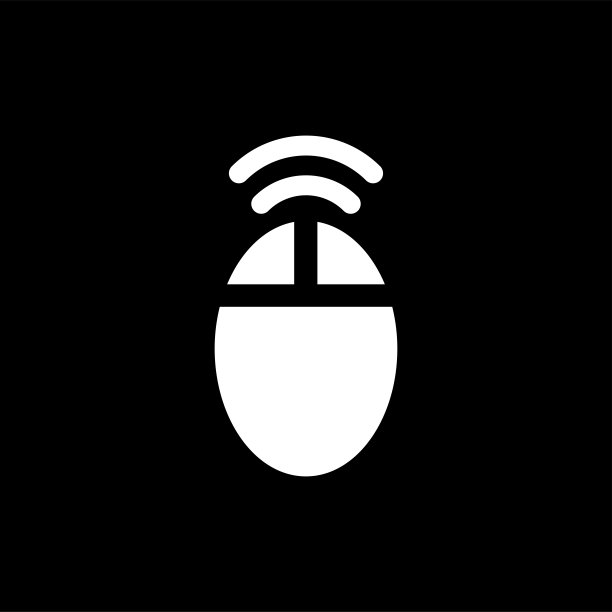 黑色背景Wifi鼠标图标。黑色平面风格矢量插图。图片下载