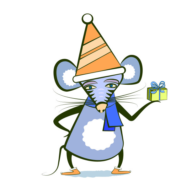 圣诞老鼠带着新年礼物图片下载