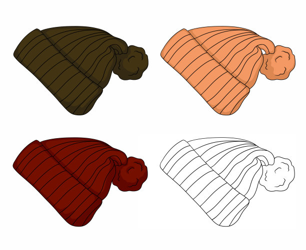 御寒的针织羊毛帽子。秋冬时装系列。物体隔离在白色背景上。图片下载