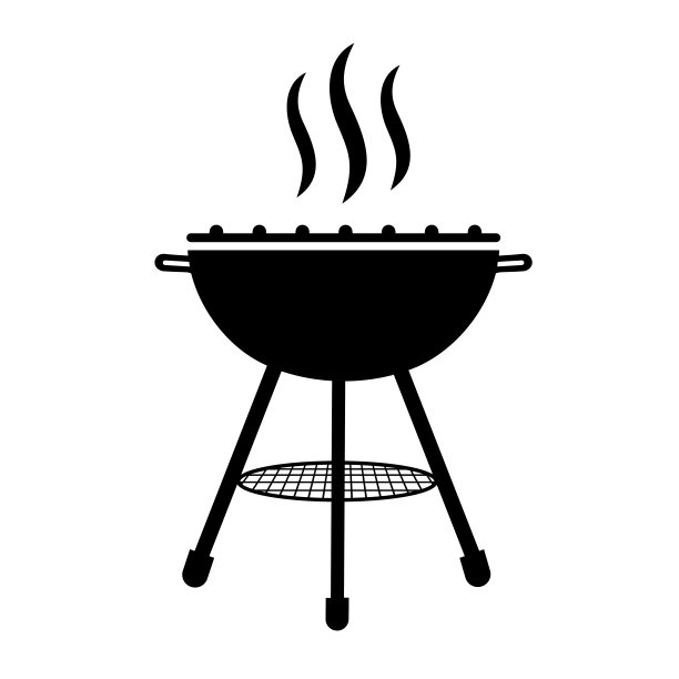 Silhouette grill icon with smoke – stock vector图片下载