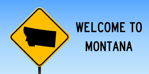 蒙大拿地图上的路标。图片下载