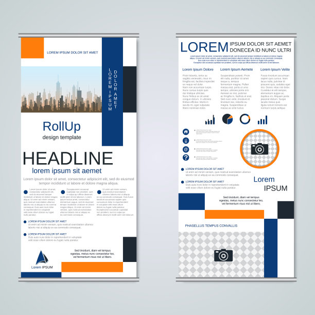 卷起两面旗帜矢量模板图片下载