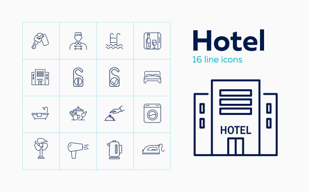 酒店线路图标集图片下载