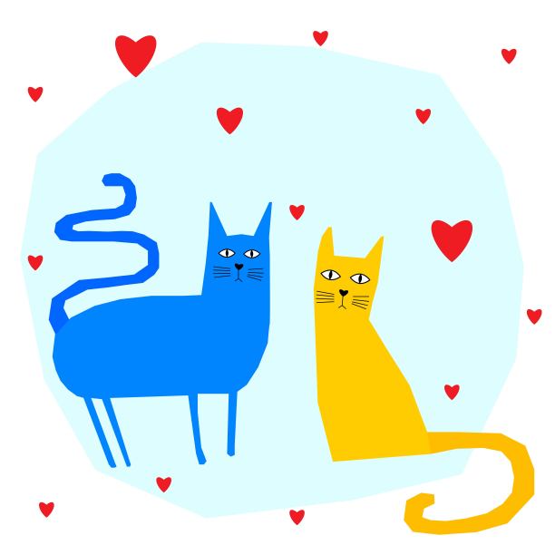 有趣的猫卡片模板。抽象可爱的儿童手工猫插图设计的生日卡，袋印刷，宠物店广告，兽医诊所海报，儿童房等。图片下载