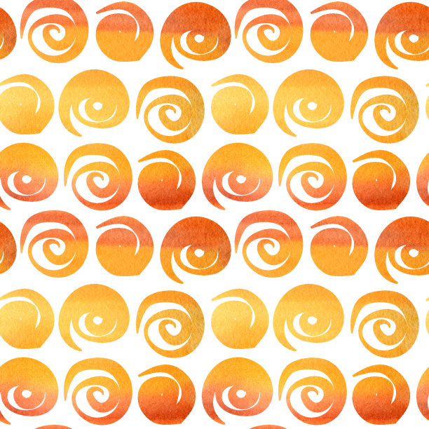 无缝图案水彩画收集圆点波尔卡橙色颜色。手绘织物秋季万圣节纹理上的白色背景。图片下载