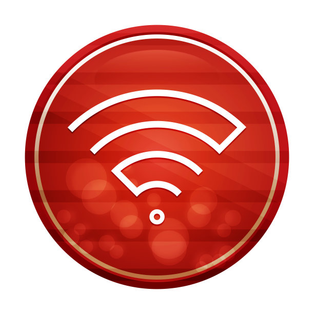 Wifi图标逼真的对角线运动红色圆形按钮插图图片下载