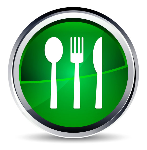餐具图标水绿色圆形按钮图片下载
