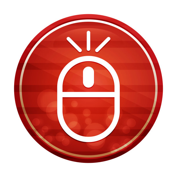 无线鼠标图标逼真的对角线运动红色圆形按钮插图图片下载