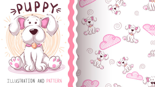 可爱的泰迪狗-无缝模式图片下载