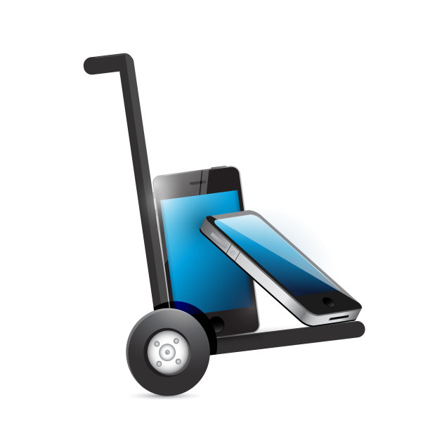 小车上的一组智能手机。图片下载