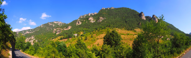 著名的塔恩峡谷全景，峡谷之间的原因Méjean和索韦特雷原因挖掘塔恩图片下载