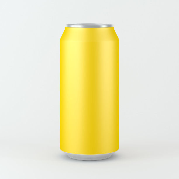 空白哑黄色铝罐啤酒和其他饮料，孤立模型图片下载