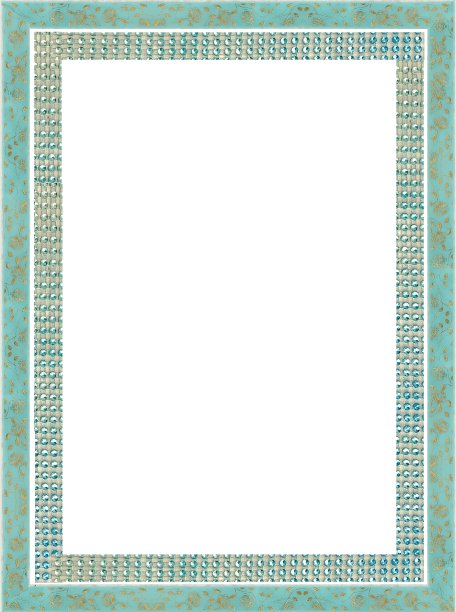 镀金的蓝绿色缎带边框图片下载