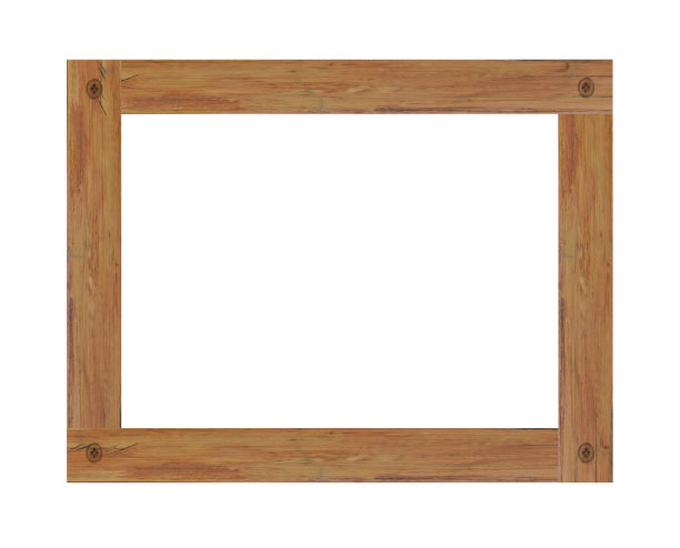 古老的木制画框孤立在白色背景上。剪切路径。图片下载