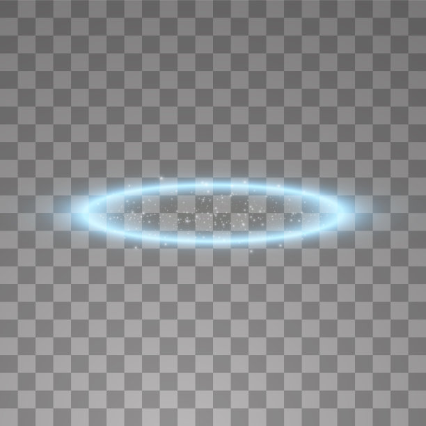 蓝色光环天使戒指。孤立在黑色透明背景，矢量插图图片下载