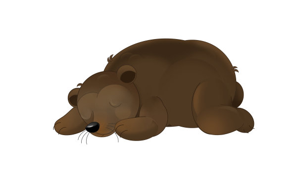 白色背景上的卡通熊正在睡觉和微笑图片下载