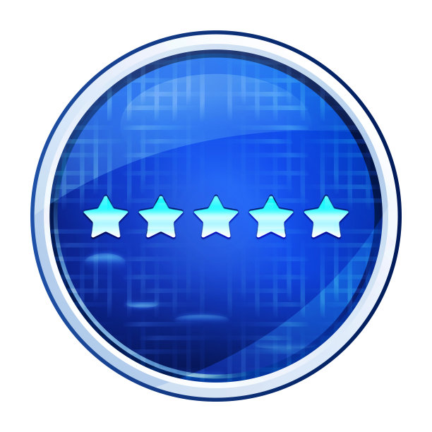 五颗星评级图标未来的蓝色圆形按钮矢量插图图片下载
