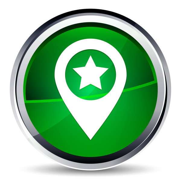 地图指针星形图标水绿色圆形按钮图片下载