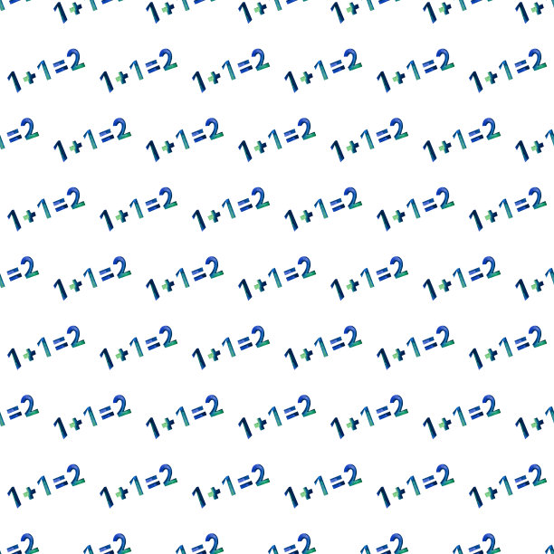 数学无缝模式与水彩数学公式，计算，方程式。学校的模式。可爱、幼稚、色彩斑斓的风格。数据添加。1 + 2图片下载