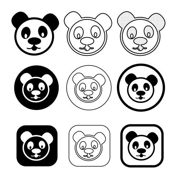 卡通人物：可爱的趣味熊猫图标图片下载