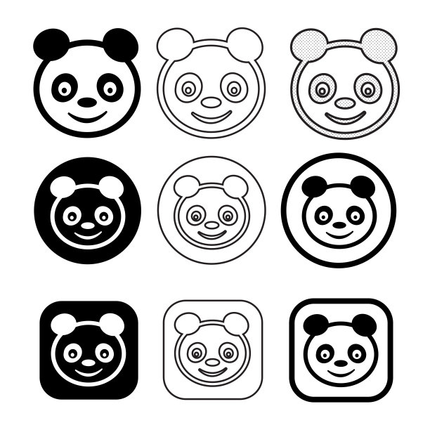 卡通人物：可爱的趣味熊猫图标图片下载