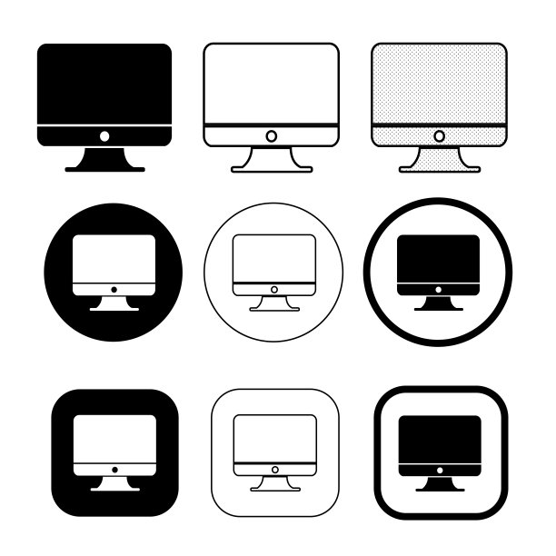 简单的电脑显示器图标标识设计图片下载