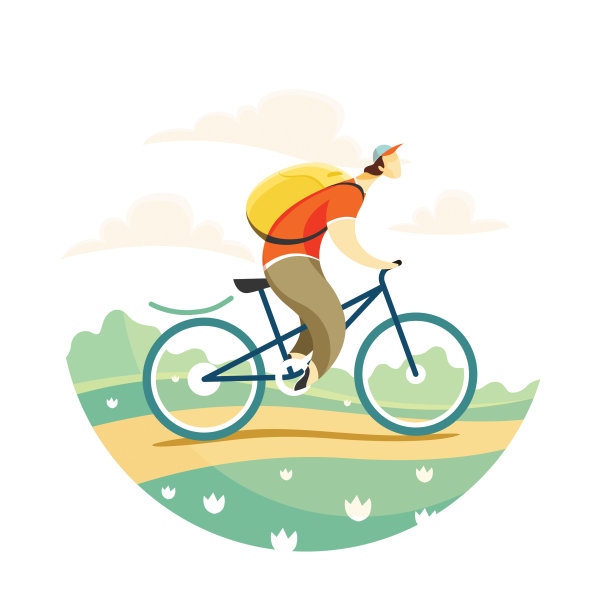 一个人骑自行车旅行。图片下载