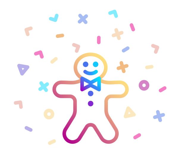 节日姜饼人饼干，周围环绕着节日装饰。线性矢量图标。圣诞节和新年的象征图片下载