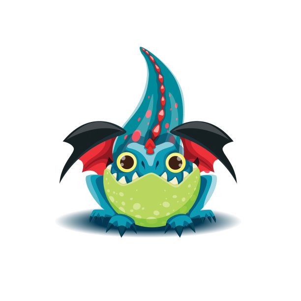 小龙正准备向前跳。小龙的矢量插图。图片下载