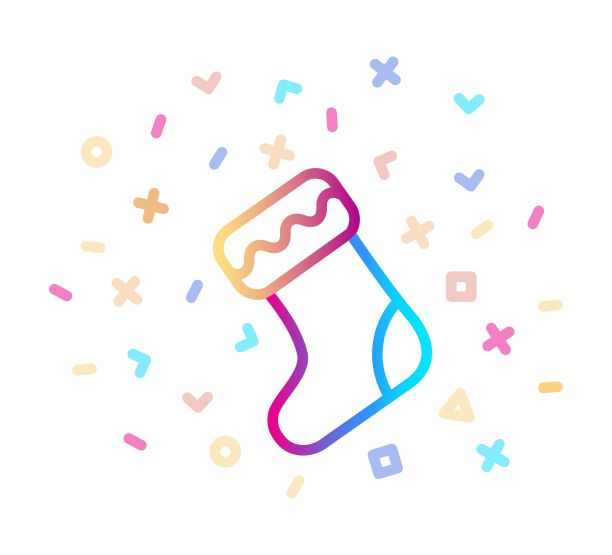 圣诞袜周围的节日装饰。线性矢量图标。圣诞节和新年的象征图片下载