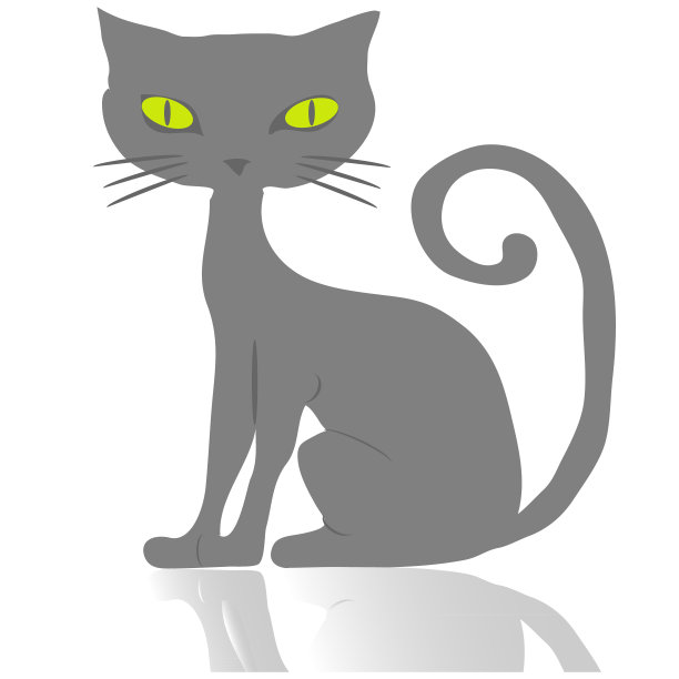 灰色的猫。一个白色背景上有绿色眼睛的灰色猫坐着的插图。矢量插图。图片下载