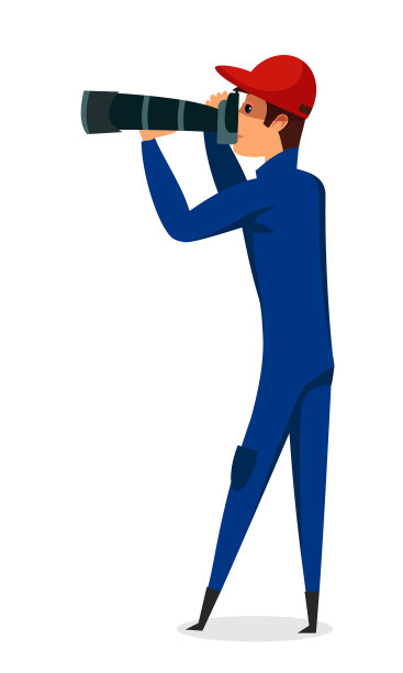 摄影师在工作平面矢量插图图片下载