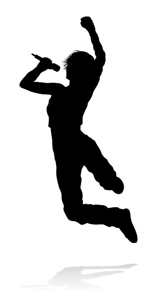 歌手流行乡村或摇滚明星剪影女人图片下载