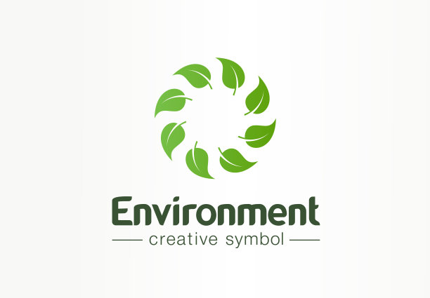 环境、绿叶漩涡创意符号概念。新鲜有机产品抽象的经营理念。刷新，回收，自然图标图片下载