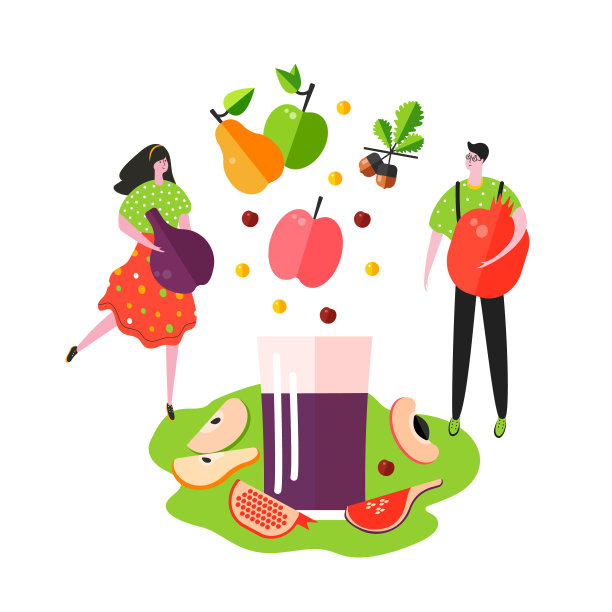 模板横幅与不同的水果和可爱的字符。世界素食日概念卡。图片下载