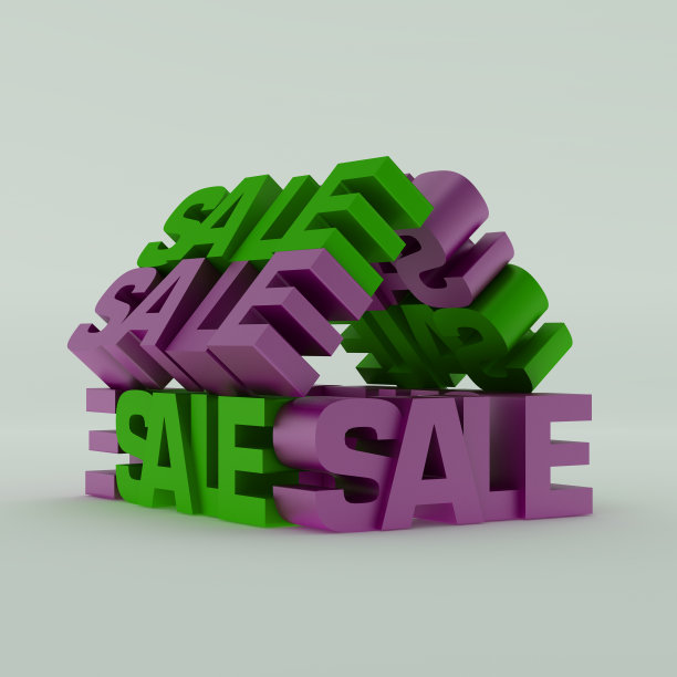 绿色粉色销售标志3d渲染图片下载