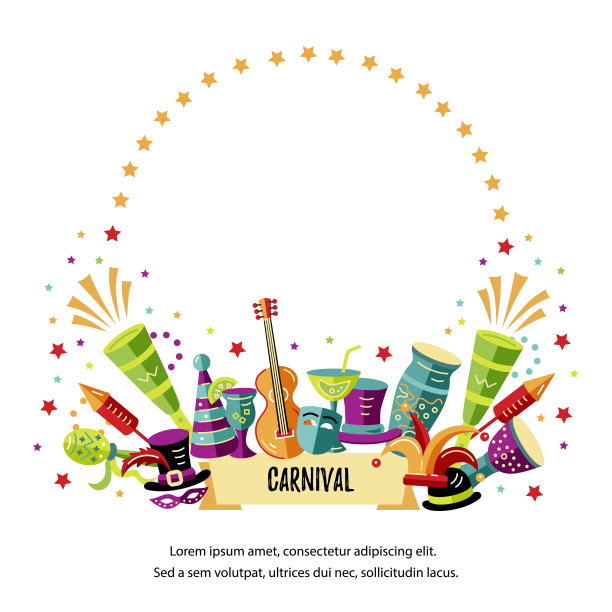 矢量插图与狂欢和庆祝的对象。图片下载