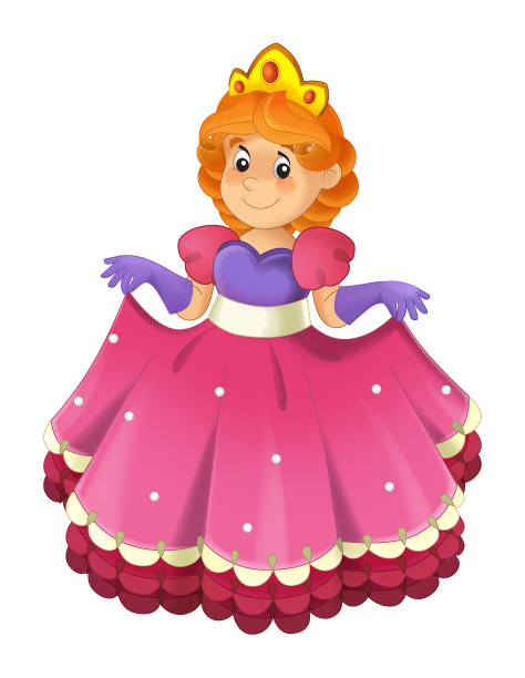 卡通人物-公主愉快的站着和微笑-孤立的白色背景图片下载