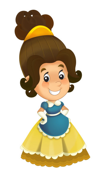 卡通人物-公主愉快的站着和微笑-孤立的白色背景图片下载