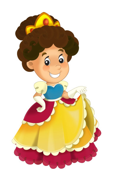 卡通人物-公主愉快的站着和微笑-孤立的白色背景图片下载