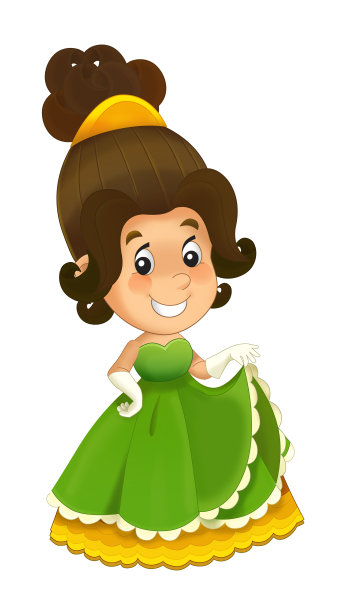 卡通人物-公主愉快的站着和微笑-孤立的白色背景图片下载