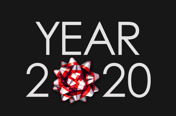 2020年与礼物包装蝴蝶结。图片下载