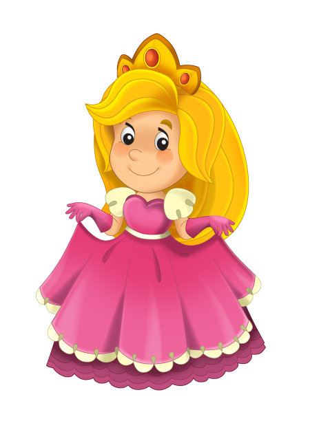 卡通人物-公主愉快的站着和微笑-孤立的白色背景图片下载