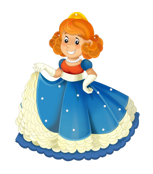 卡通人物-公主愉快的站着和微笑-孤立的白色背景图片下载