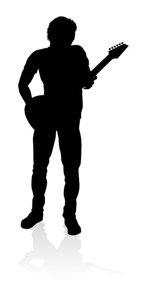 吉他手剪影图片下载