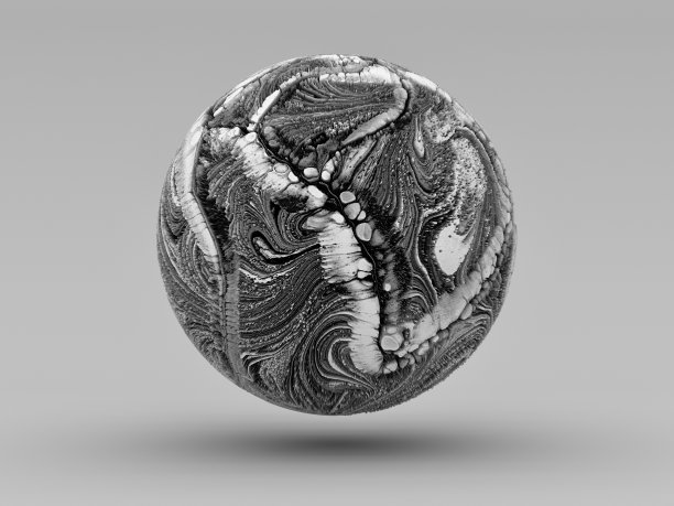 抽象的黑色和白色行星地球的3d渲染与抽象的线条结构在深灰色的背景图片下载