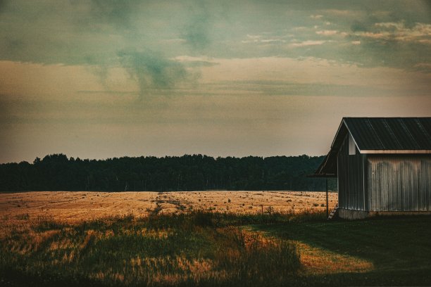 在农场结束一天的工作图片下载