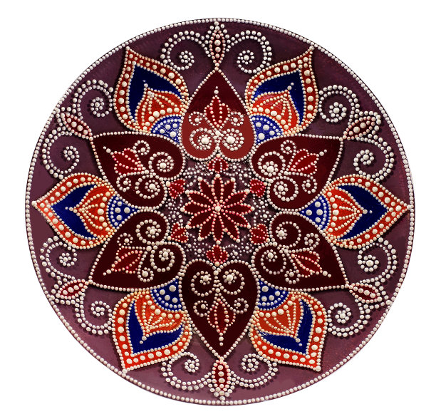 用手绘制的装饰性陶瓷盘。艺术,手工制作的。图片下载